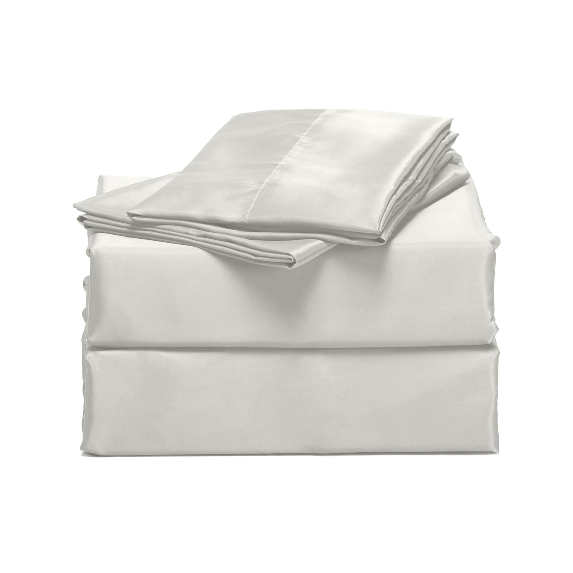 Luxury Home 4-Piece 90 GSM White Polyester Bed Sheet Set, Queen - Hypoallergenic