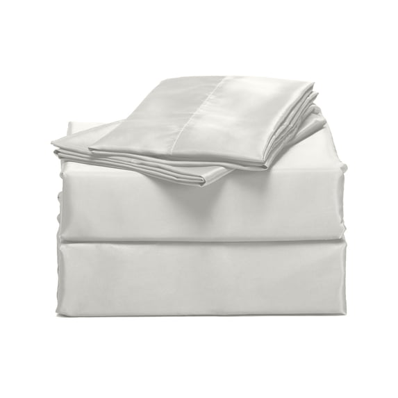 Luxury Home 4-Piece 90 GSM White Polyester Bed Sheet Set, Queen - Hypoallergenic