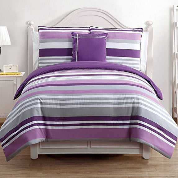 Luxury Home, 4-Piece Finn Comforter Set,LAVENDAR,Full