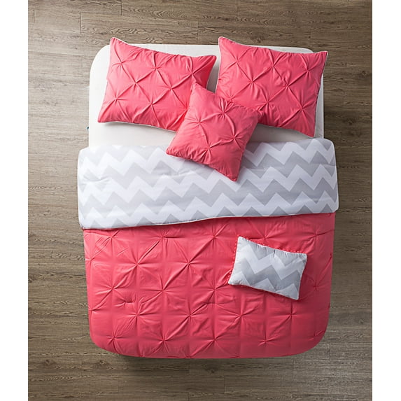 Luxury Home, 4-Piece Jana Comforter Set,Coral