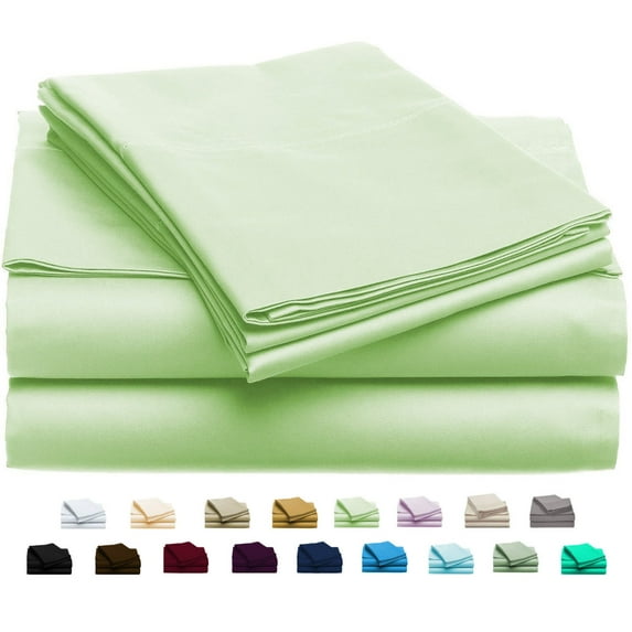 Luxury Home 6-Piece 1600 Thread Count Mint Microfiber Bed Sheet Set, Queen – Deep Pocket