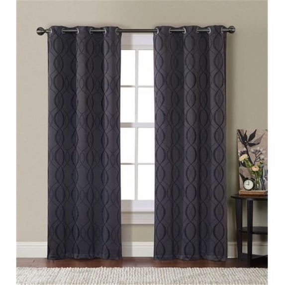 Luxury Home Bryant Blackout Panel Pair with Grommet, Black - 76 x 84