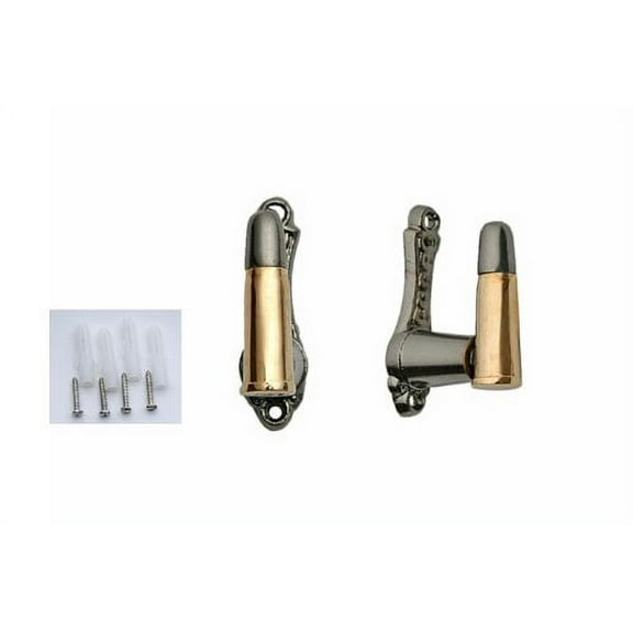 Luxury Home Cartridge Shell Gun and Sword Holder, Brass, Set of Two, Antique Nickel Silver Finish