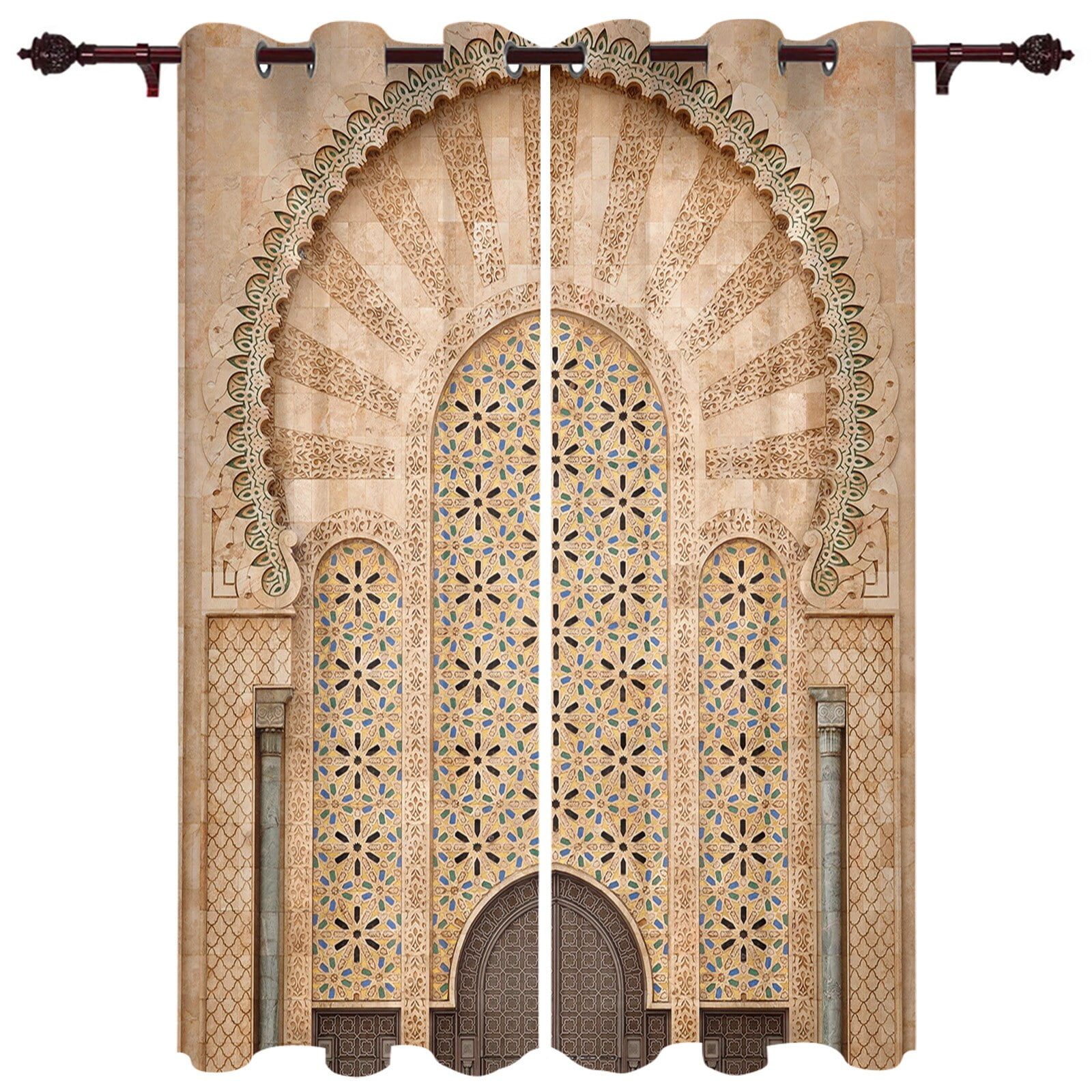 Luxury Home Curtains Iron Gate Black Yellow Metal For Windows Home ...