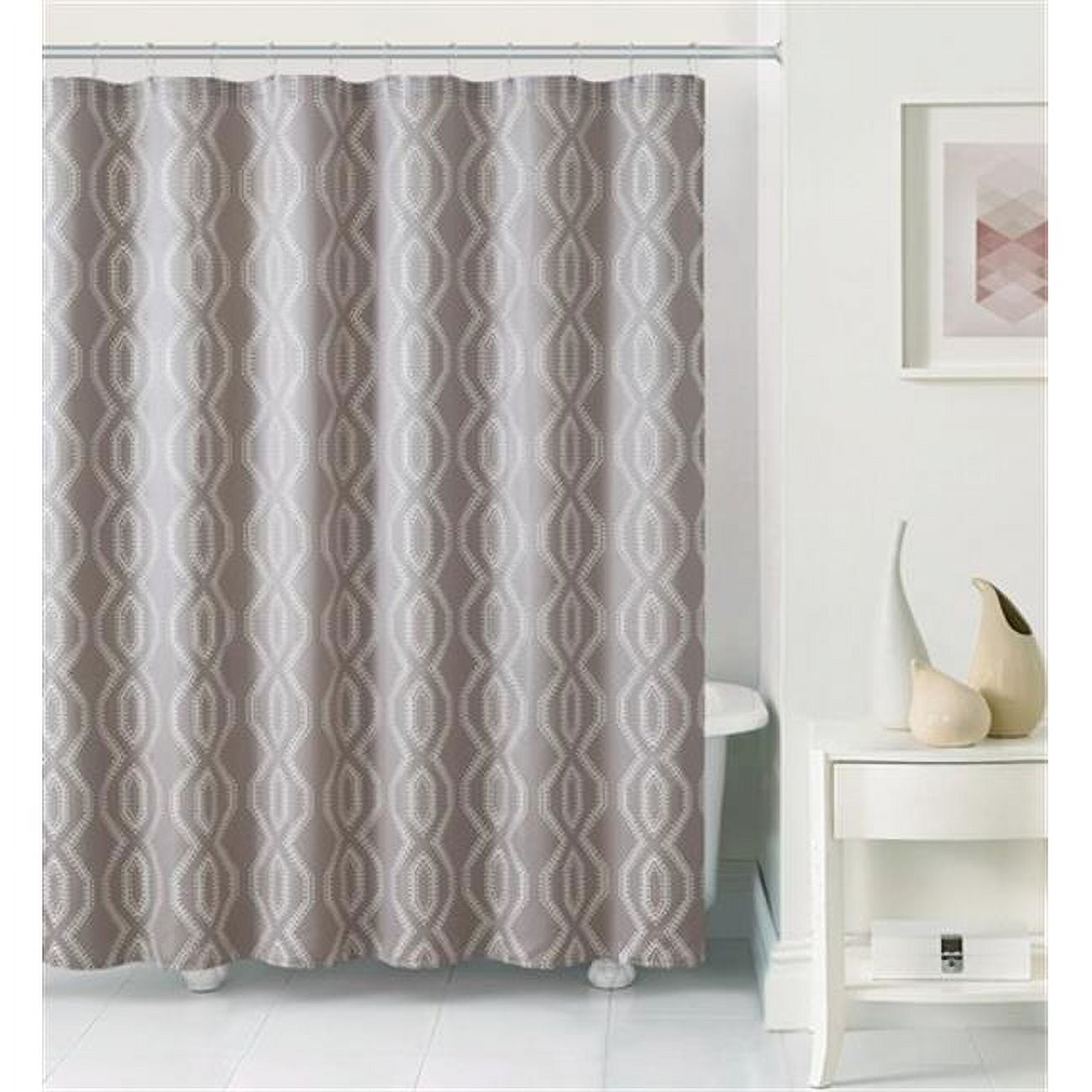 Luxury Home Reynaldi Jacquard Shower Curtain Set, Grey 72 x 72 inch