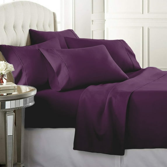 Luxury Home Super-Soft 1600 Series Double-Brushed 3 Pcs Bed Sheets Set (Twin, Egg Plant)
