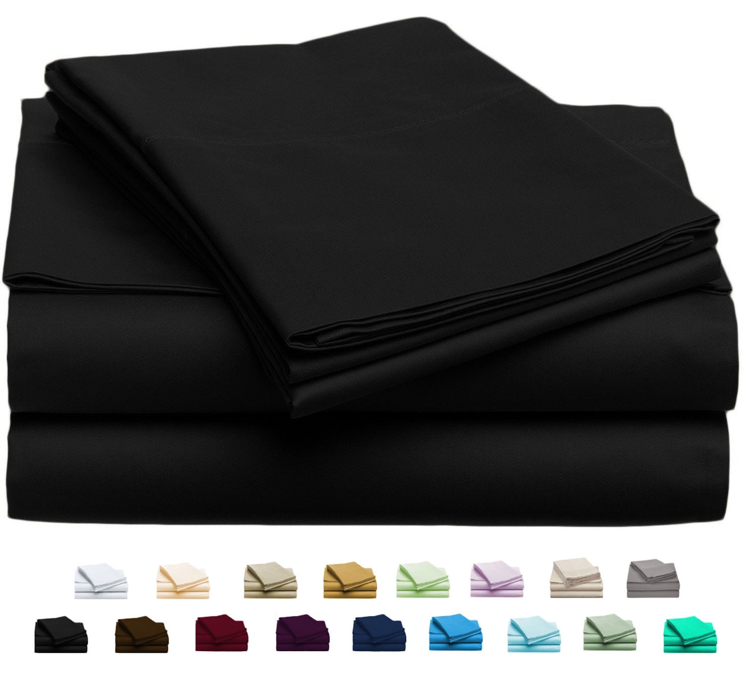 Luxury Home Super-Soft 1600 Series Double-Brushed 6 Pcs Bed Sheets Set (California King, Black)