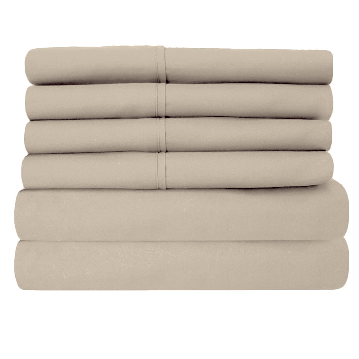 Luxury Home Super-Soft 1600 Series Double-Brushed 6 Pcs Bed Sheets Set (Full, Beige)