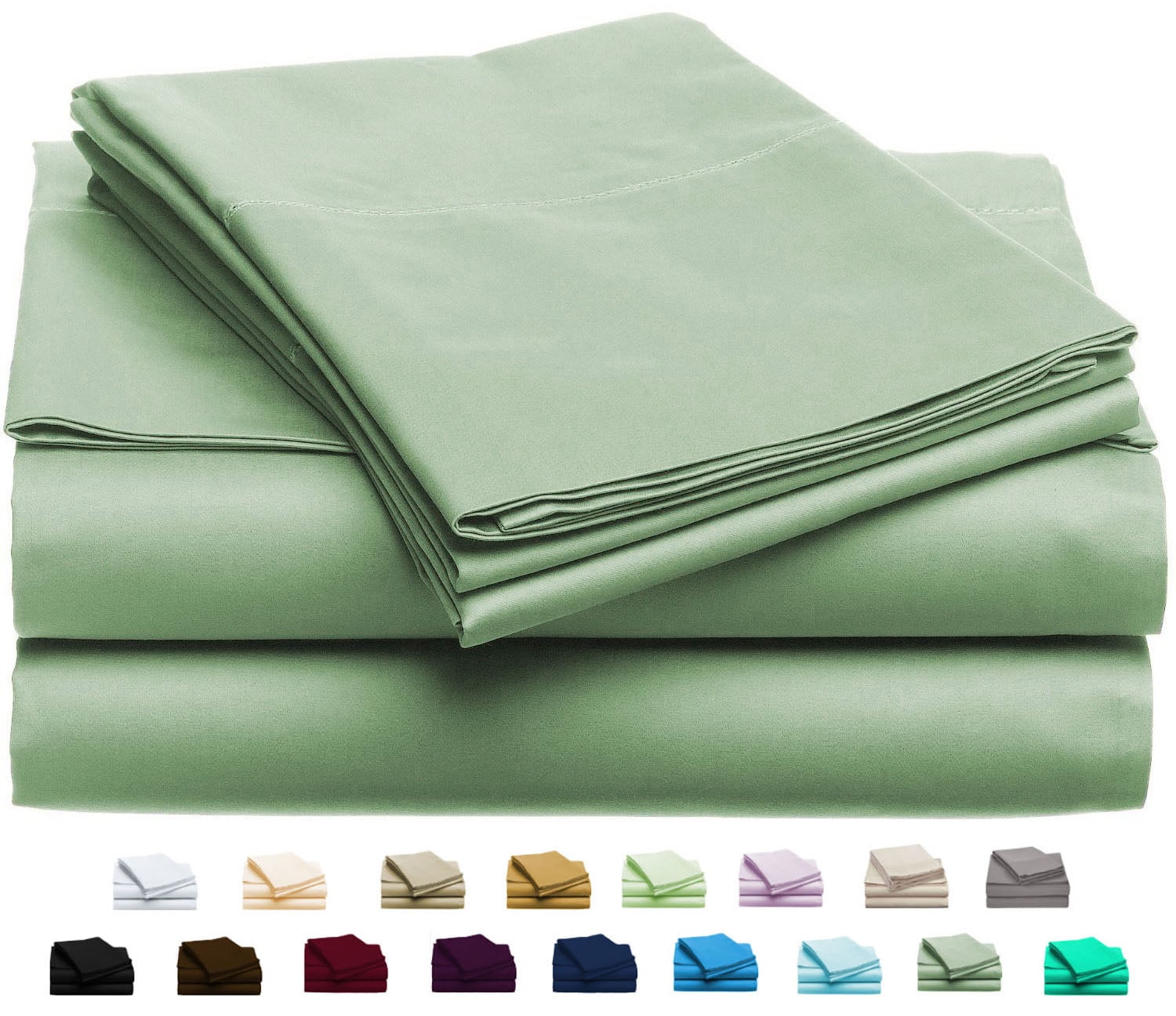 Luxury Home Super-Soft 1600 Series Double-Brushed 6 Pcs Bed Sheets Set (Full, Sage)