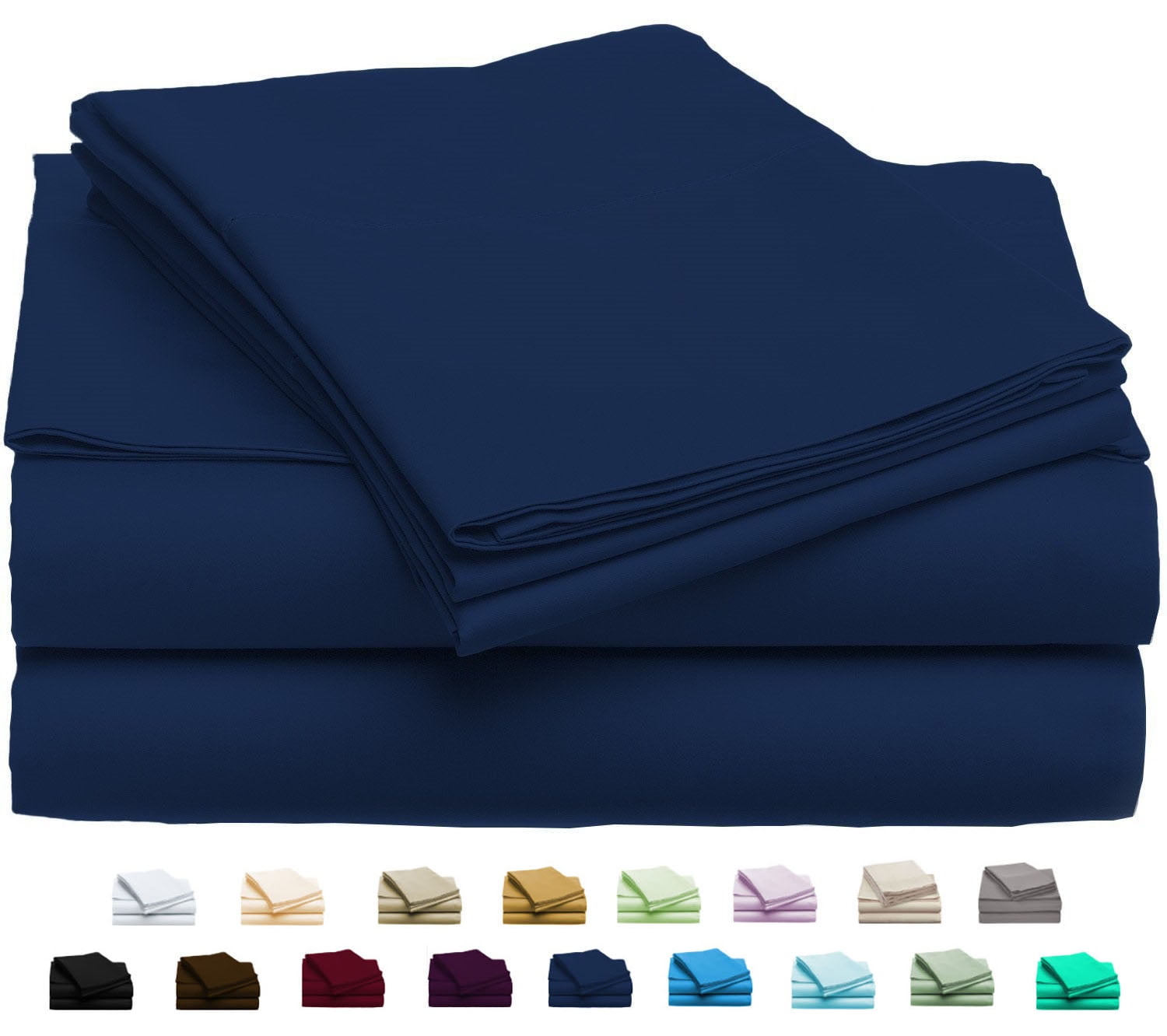 Luxury Home Super-Soft 1600 Series Double-Brushed 6 Pcs Bed Sheets Set (King, Navy)