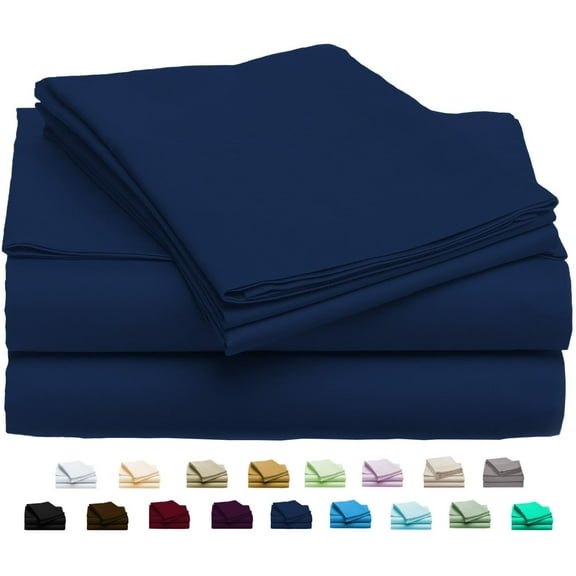 Luxury Home Super-Soft 1600 Series Double-Brushed 6 Pcs Bed Sheets Set (King, Navy)