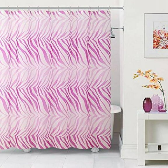 Luxury Home Zebra Peva Shower Curtain, Pink