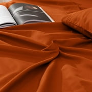 Luxury Hotel Bed Sheets and Pillowcase Set 1000 Thread Count 100% Cotton, 15 Inch Deep Pocket Premium Hotel Quality Smooth & Soft Bedding Sheet Set, Full Size - Burnt Orange Solid