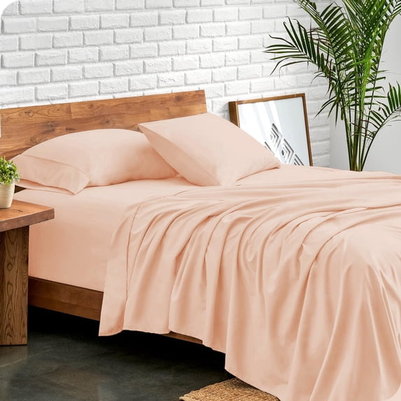 Luxury Hotel Bed Sheets and Pillowcase Set 1000 Thread Count 100% Cotton, 15" Inch Deep Pocket Premium Hotel Quality Smooth & Soft Bedding Sheet Set, Queen Size - Blush Solid
