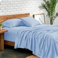 thumbnail image 1 of Luxury Hotel Bed Sheets and Pillowcase Set 1000 Thread Count 100% Cotton, 15" Inch Deep Pocket Premium Hotel Quality Smooth & Soft Bedding Sheet Set, Twin XL Size - Light Blue Stripe, 1 of 5