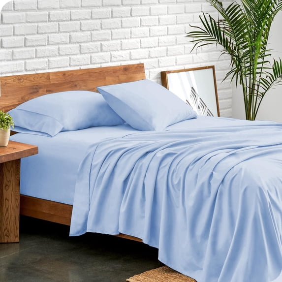 Luxury Hotel Bed Sheets and Pillowcase Set 800 Thread Count 100% Cotton, 15" Inch Deep Pocket Premium Hotel Quality Smooth & Soft Bedding Sheet Set, Full XL Size - Light Blue Solid
