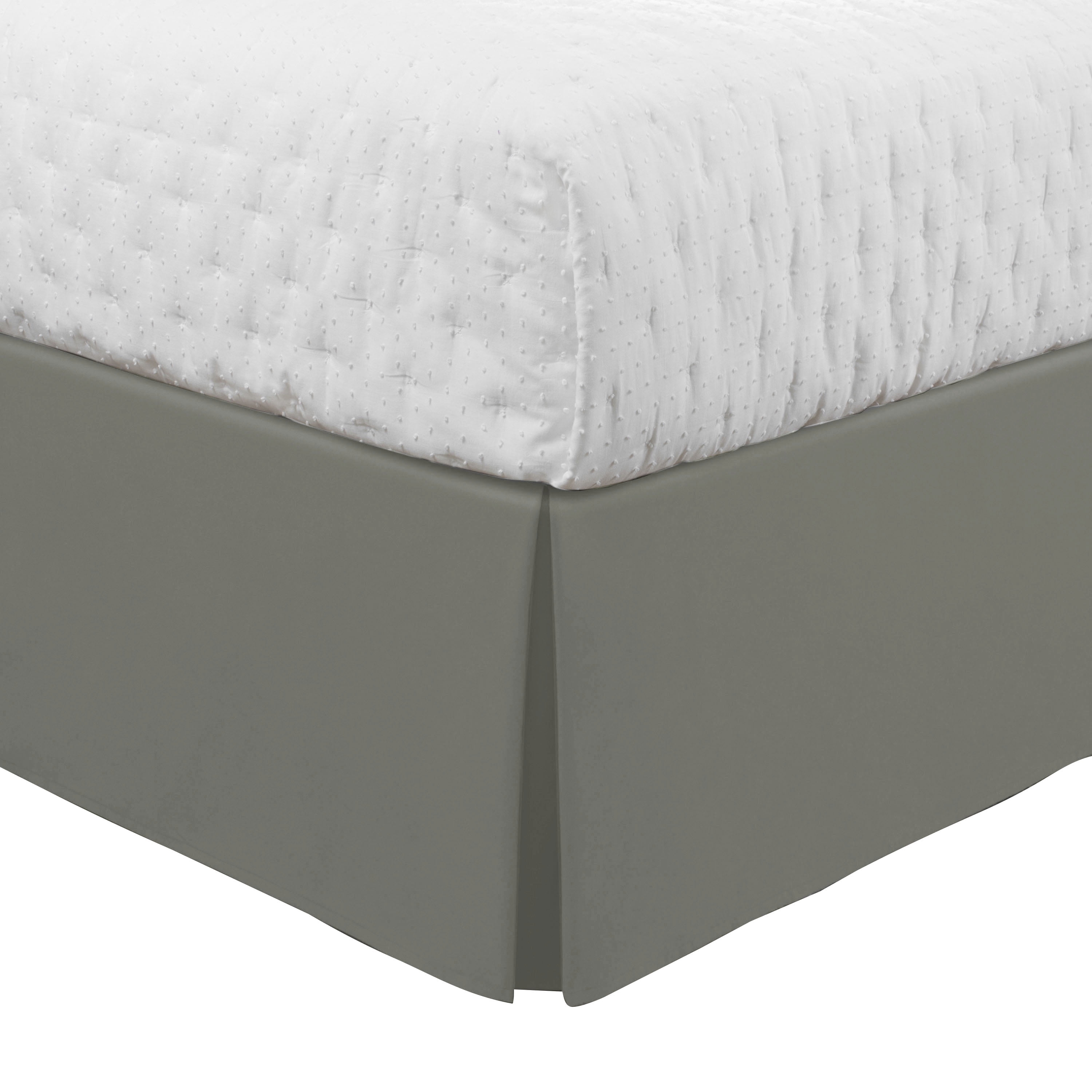 King Size Silver Polyester Tailored Bed Skirt