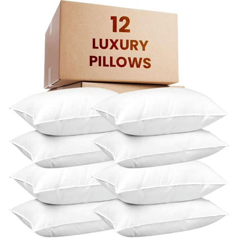Luxury Hotel Collection Bulk Pillows Standard Size 20x26 12 Pack 100 Cotton Cover Down Alternative Pillows in Bulk for Sleeping Medium Density Bed Pillows for Luxury Hotels Resorts Air BnB Walmart