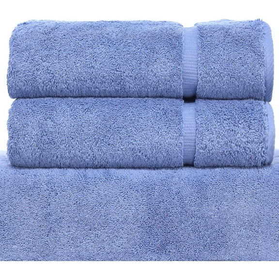Luxury Hotel &  Collection Highly Absorbent, Quick Dry 100% Turkish Cotton 700 GSM, Eco Friendly Towel, for Bathroom Dobby Border Soft Bath Towel Set 27 X 54 (Wedgewood, Bath Towels - Set of 2)