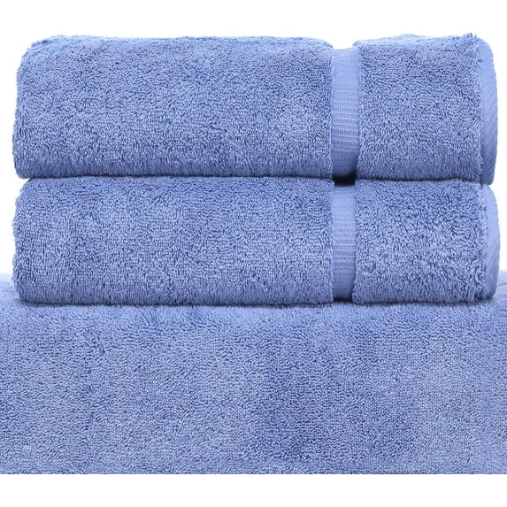 Luxury Hotel & Collection Highly Absorbent, Quick Dry 100% Turkish Cotton 700 GSM, Eco Friendly Towel, for Bathroom Dobby Border Soft Bath Towel Set 27 X 54 (Wedgewood, Bath Towels - Set of 2)