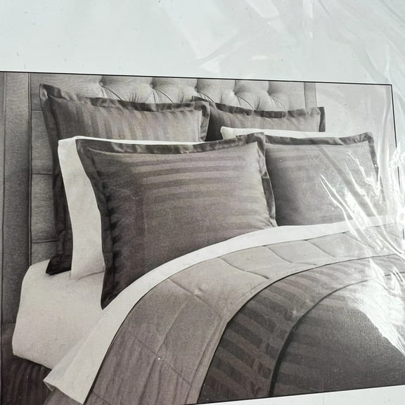 Luxury Hotel Damask Stripe 600 Thread-Count Supima Cotton Euro Sham, Charcoal