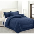 thumbnail image 1 of Luxury Hotel 8-Piece Navy Blue Embossed Comforter Set, Full, 1 of 1