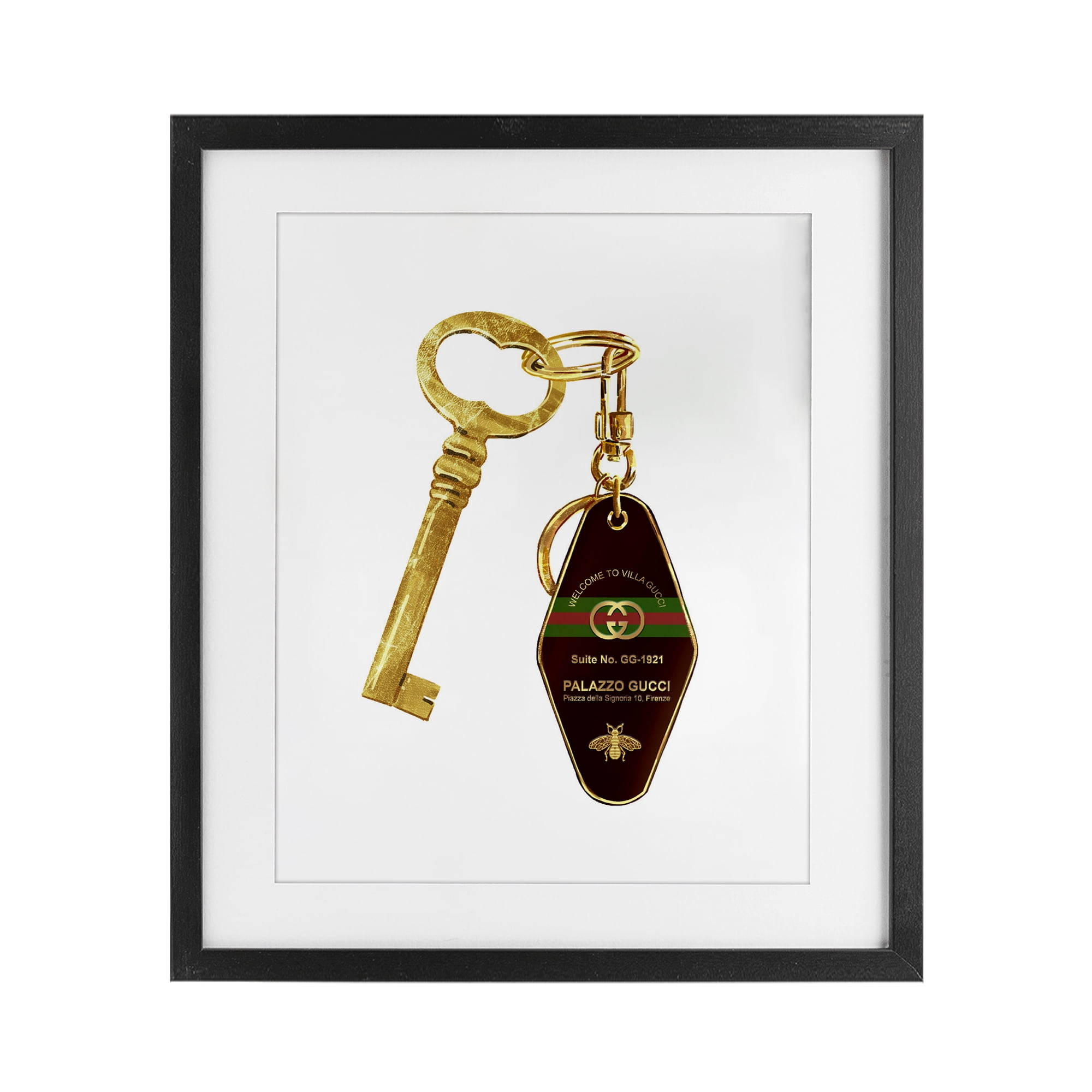 Luxury Hotel Key Black Framed Print Under Glass, design by Ziwei Li
