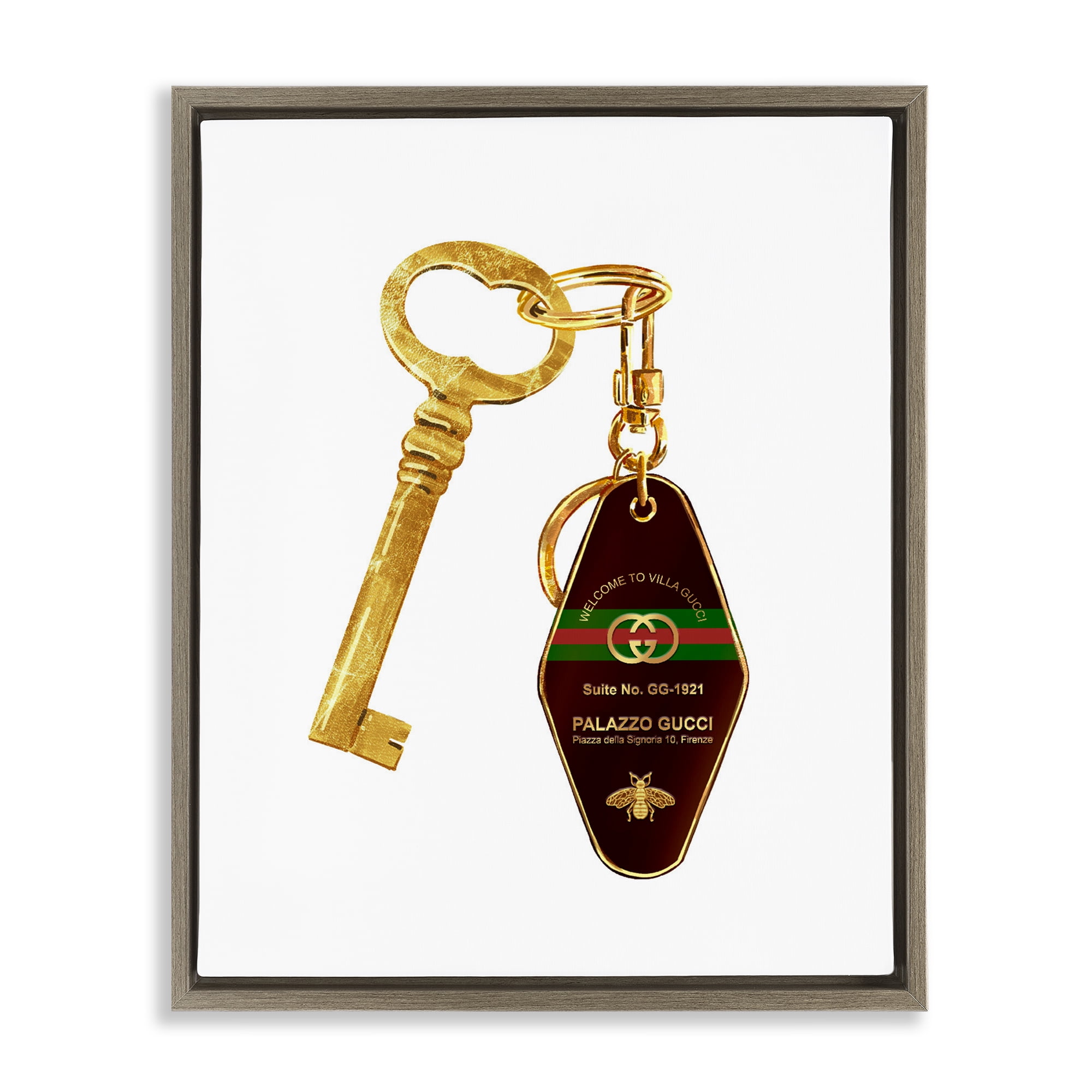 Luxury Hotel Key Brown Framed Floater Canvas Wall Art, design by Ziwei Li