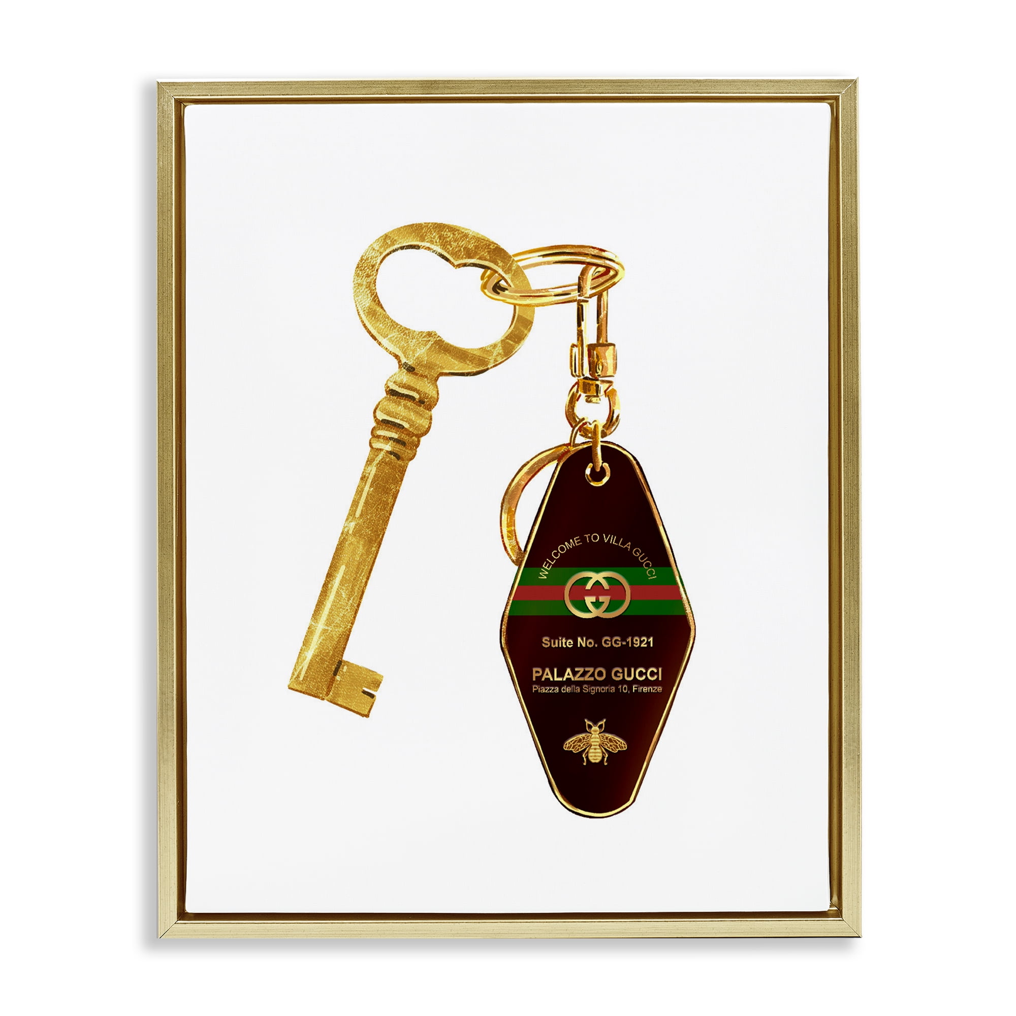 Luxury Hotel Key Gold Framed Floater Canvas Wall Art, design by Ziwei Li