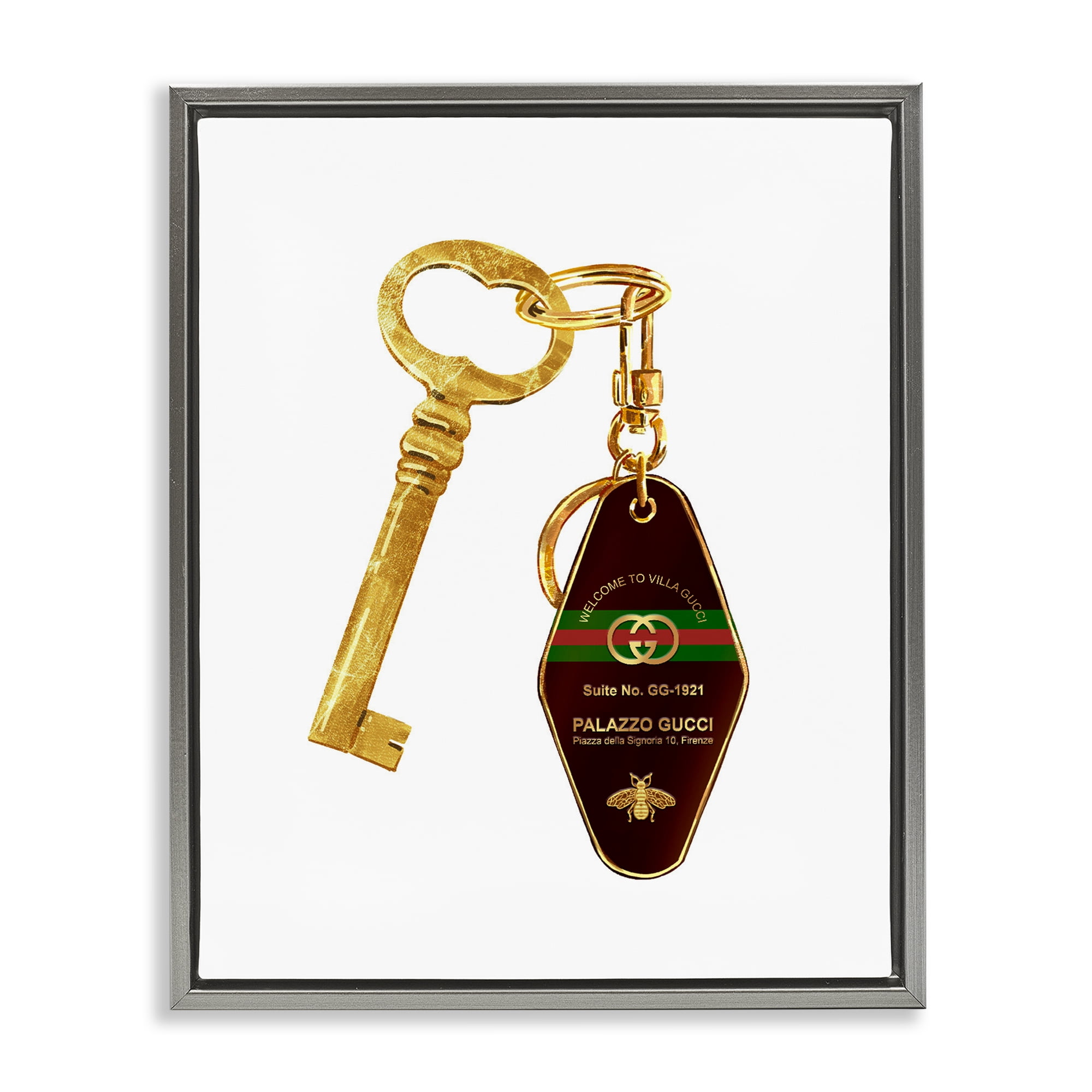 Luxury Hotel Key Gray Framed Floater Canvas Wall Art, design by Ziwei Li