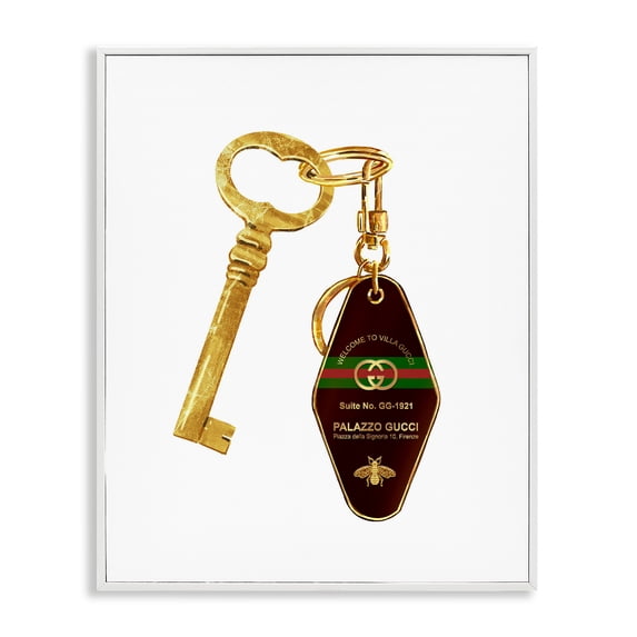 Stupell Industries Glam Luxury Hotel Key White Framed Giclee Art, 16 x 20, by Ziwei Li