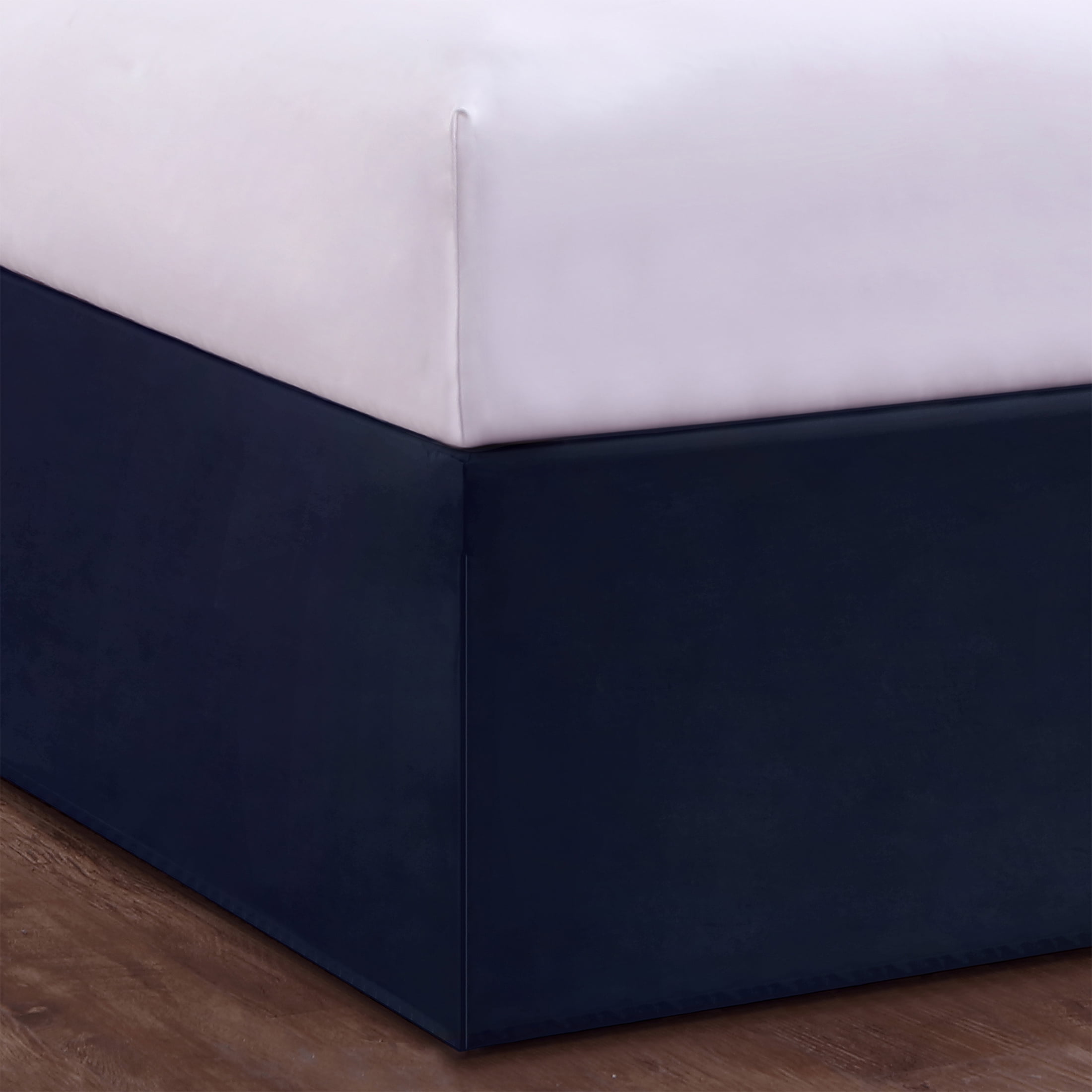 Navy Blue Full Size Polyester Tailored Bed Skirt with 14" Drop