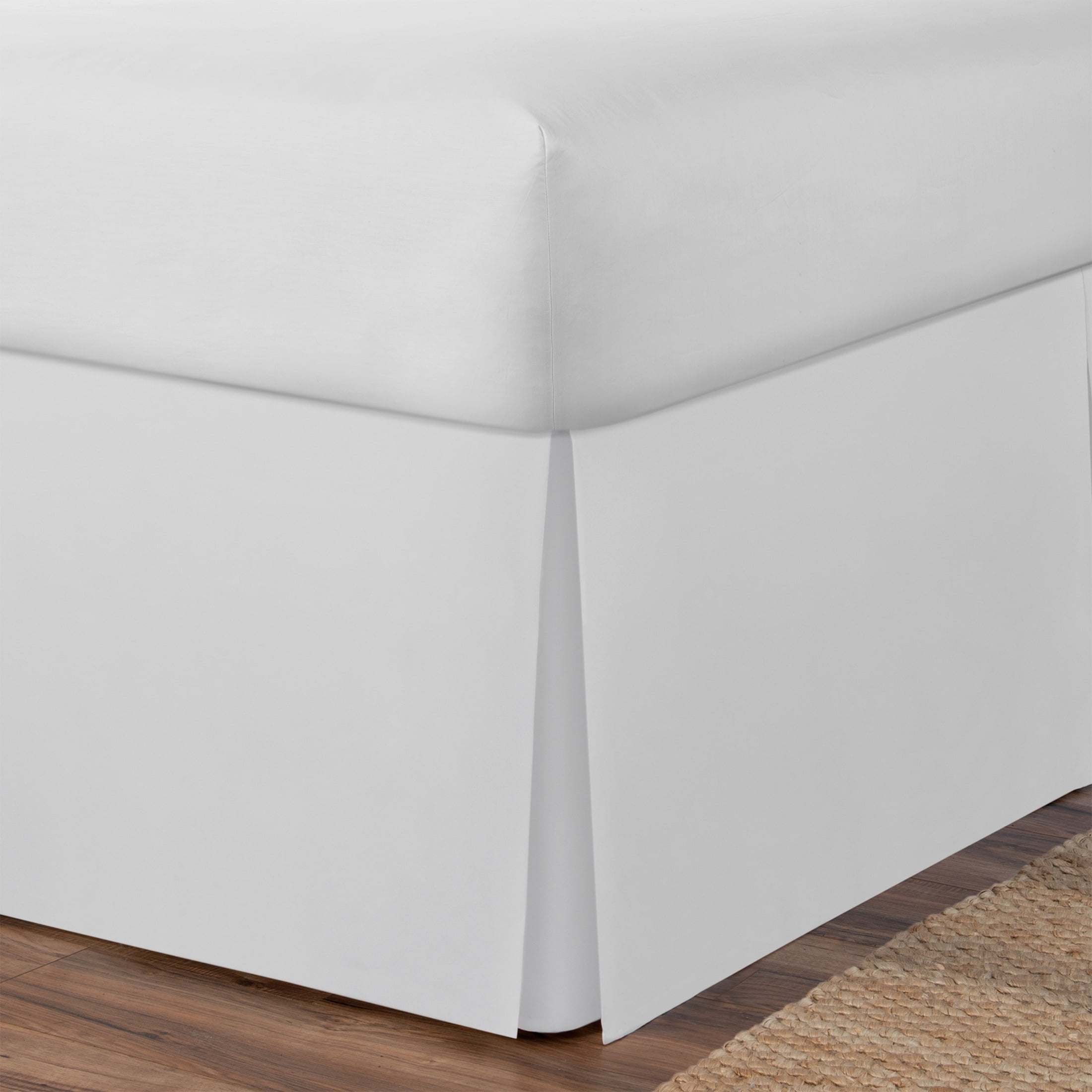 White Full Size Polyester Tailored Bed Skirt with 14 Inch Drop