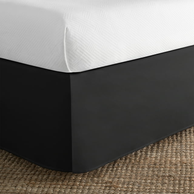 Luxury Hotel Microfiber Tailored Style Bed Skirt with Classic 14 Inch Drop Length, Twin, Black