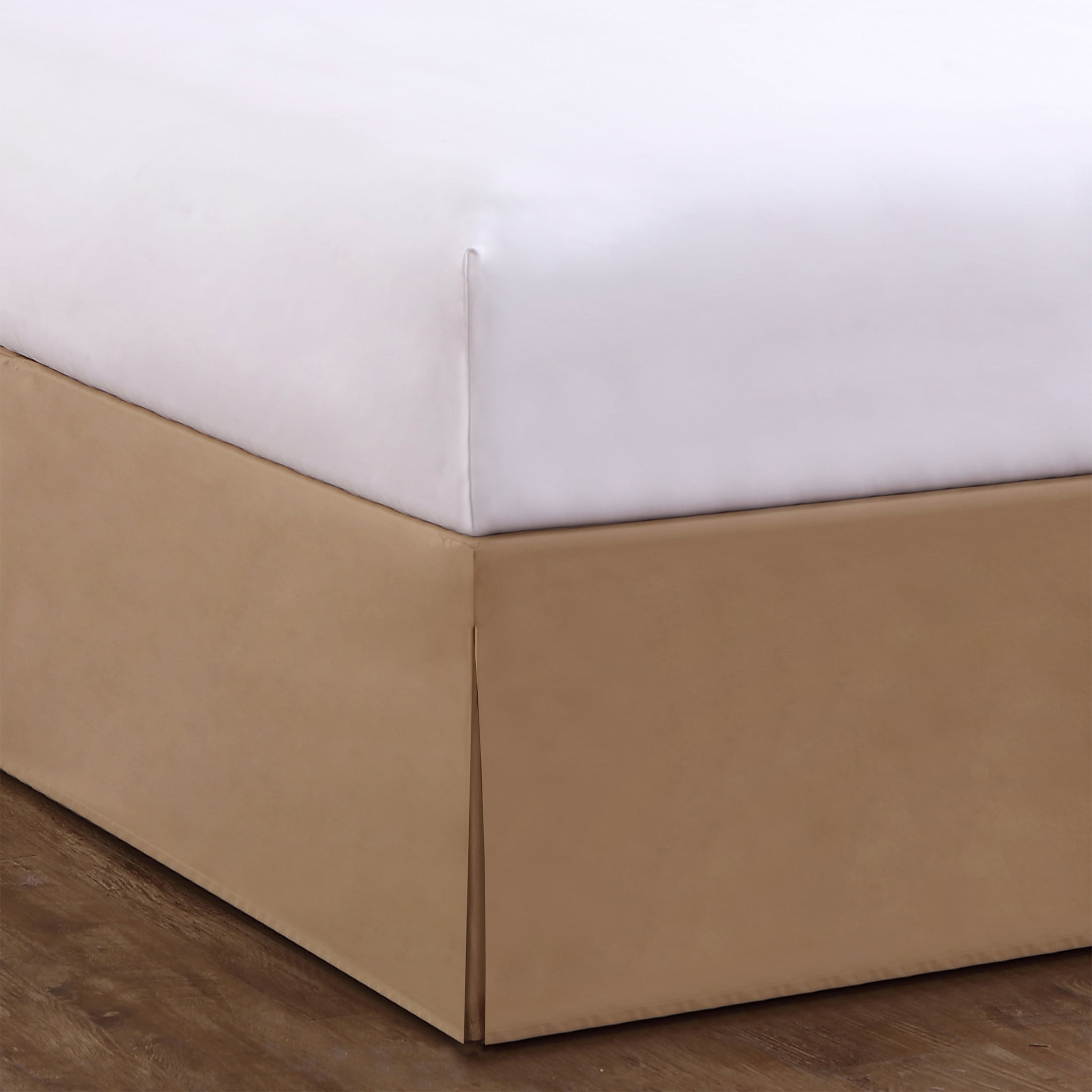 Mocha Twin Polyester Tailored Bed Skirt with 14" Drop