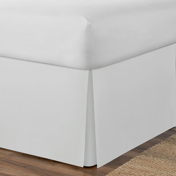 Luxury Hotel Microfiber Tailored Style Bed Skirt with Classic 14 Inch Drop Length, Twin, White
