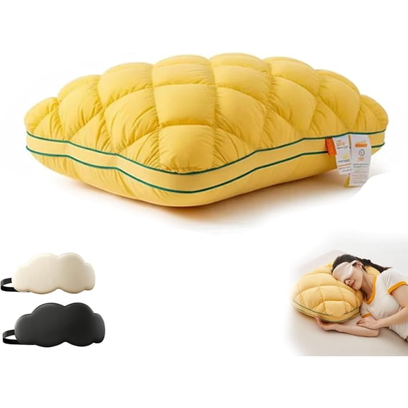 Luxury Hotel Pineapple Cloud Pillow, 3 Heights Plush Supportive Pillow for Back Side Sleepers, Machine Washable Premium Fiber Fill Decorative Throw Pillow