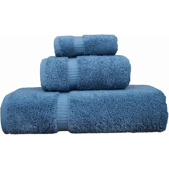 Luxury Hotel & Quality, 100% Turkish Cotton, 750+ GSM, Eco Friendly Towel Set, Bathroom and Kitchen Dobby Border Towels, Bath Towel, Hand Towel, Washcloths (3 Piece, Wedgewood)