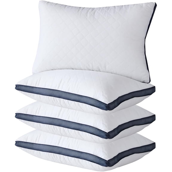 Luxury Hotel Queen Size Pillows (4-Pack) Microfiber Bed Pillows for Side and Back Sleepers