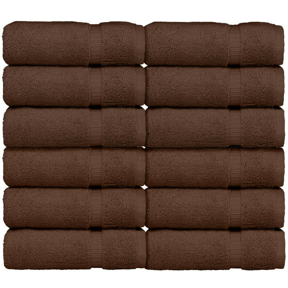Luxury Hotel & Spa Collection, 100% Turkish Cotton 700 GSM Cloth, for Body wash, Makeup & Facial Cleaning, face, loofah, Dobby Border Soft washcloths Towel Set 13" X 13", Cocoa, Set of 12