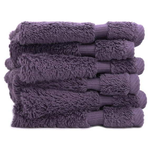 Luxury Hotel & Spa Collection, 100% Turkish Cotton 700 GSM Cloth, for Body wash, Makeup Remover & Facial Cleaning, Baby, face, Dobby Border Soft washcloths Towel Set 13" X 13", Plum, Set of 6
