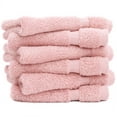 thumbnail image 1 of Luxury Hotel & Spa Collection, 100% Turkish Cotton 700 GSM Cloth, for Body wash, Makeup Remover & Facial Cleaning, face, Dobby Border Soft washcloths Towel Set 13" X 13", Pink, Set of 6, 1 of 5
