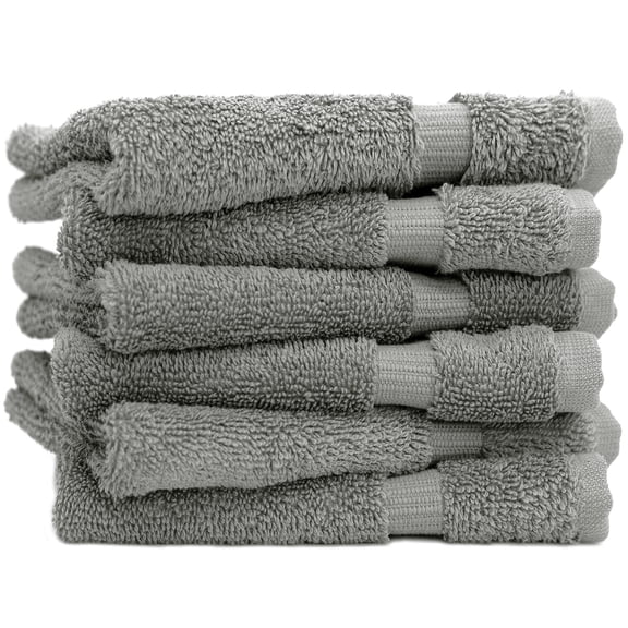 Luxury Hotel & Spa Collection, 100% Turkish Cotton 700 GSM Cloth, for Body wash, Makeup Remover & Facial Cleaning, face, Dobby Border Soft washcloths Towel Set 13" X 13", Gray, Set of 6