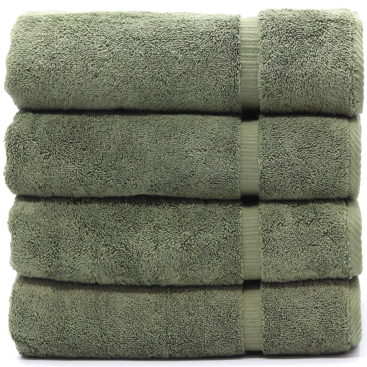 Luxury Hotel & Spa Collection Highly Absorbent, Quick Dry 100% Turkish Cotton 700 GSM, Eco Friendly Towel, for Bathroom Dobby Border Soft Bath Towel Set 27 X 54 -Moss, Bath Towels - Set of 4