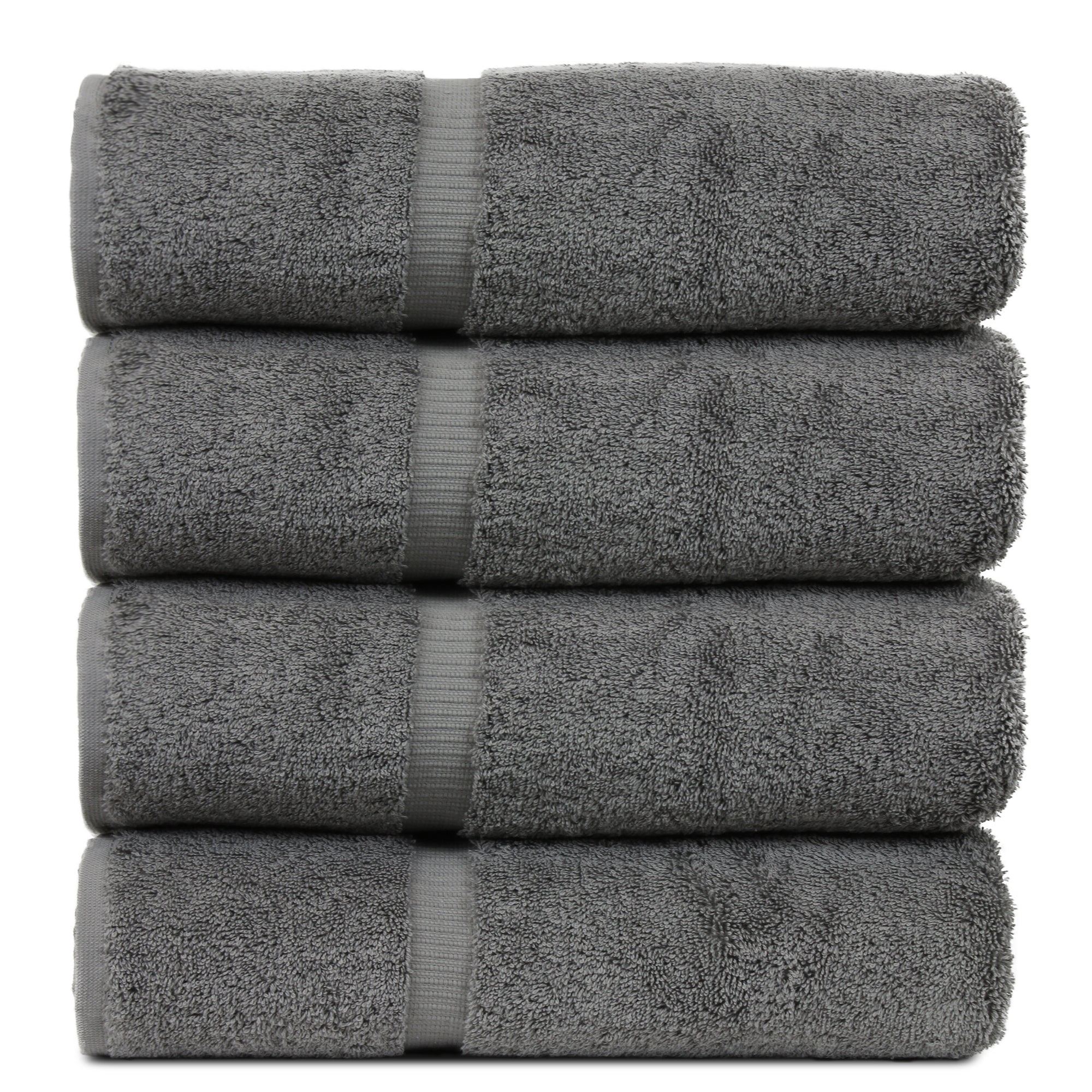 Luxury Hotel & Spa Collection Highly Absorbent, Quick Dry 100% Turkish Cotton 700 GSM, Eco Friendly Towel, for Bathroom Dobby Border Soft Bath Towel Set 27 X 54 -Gray, Bath Towels - Set of 4