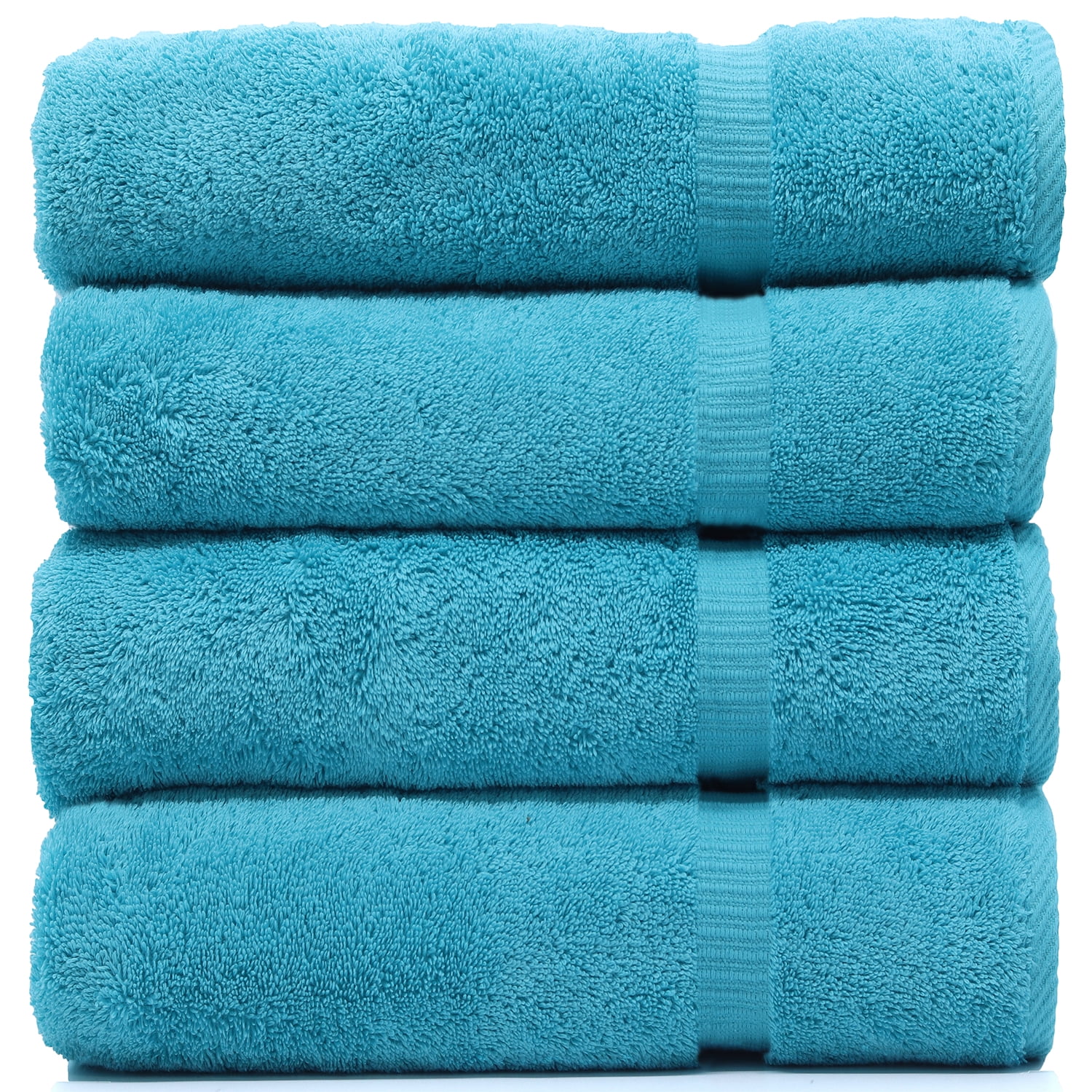 Luxury Hotel & Spa Collection Highly Absorbent, Quick Dry 100% Turkish Cotton 700 GSM, Eco Friendly Towel, for Bathroom Dobby Border Soft Bath Towel Set 27 X 54 -Aqua Blue, Bath Towels - Set of 4
