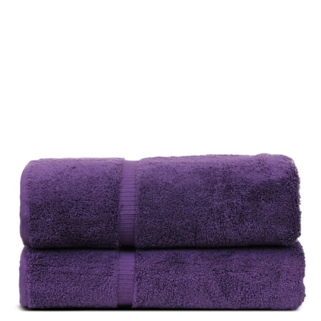 Luxury Hotel & Spa Collection Highly Absorbent, Quick Dry 100% Turkish Cotton 700 GSM, Eco Friendly Towel, for Bathroom Dobby Border Soft Bath Towel Set 27 X 54 ( Plum, Bath Towels - Set of 2)