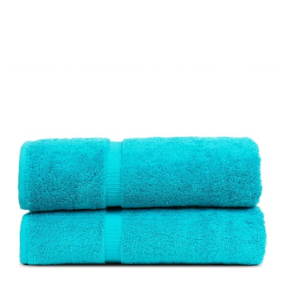 Luxury Hotel & Spa Collection Highly Absorbent, Quick Dry 100% Turkish Cotton 700 GSM, Eco Friendly Towel, for Bathroom Dobby Border Soft Bath Towel Set 27 X 54 ( Aqua Blue, Bath Towels - Set of 2)