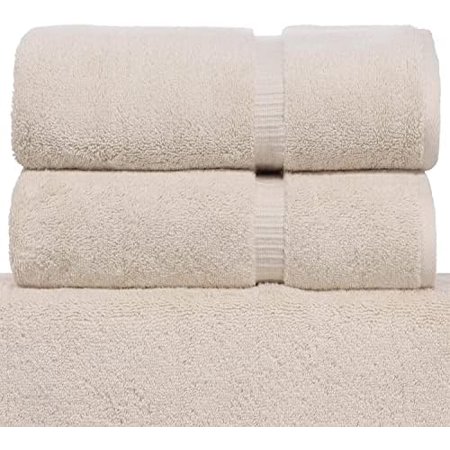 Luxury Hotel & Spa Collection Highly Absorbent, Quick Dry 100% Turkish Cotton 700 GSM, Eco Friendly Towel, For Bathroom Dobby Border Soft Bath Towel Set 27 X 54 (Beige, Bath Towels - Set Of 2)