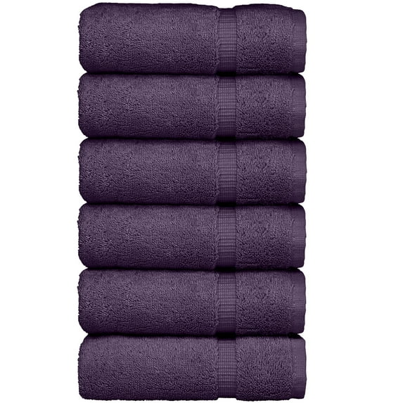 Luxury Hotel & Spa Collection, Quick Dry 100% Turkish Cotton 700 GSM, Eco Friendly Towel, for Bathroom, Gymand Kitchen Dobby Border Soft Hand Towel Set 16 X 30, Plum, Hand Towels - Set of 6